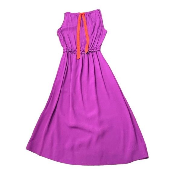 Kate Spade Katia Magenta Crepe Dress Sleeveless Midi Orange Tie Women’s Size S - Picture 2 of 9